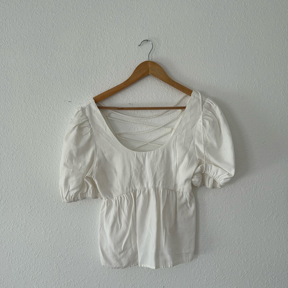 White Peplum Top